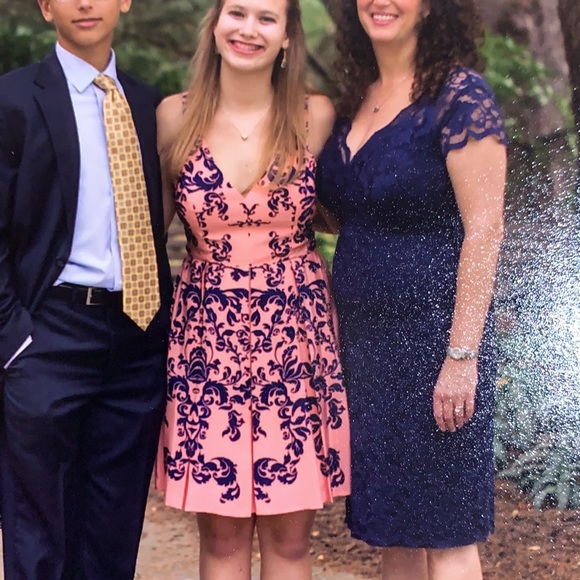 Amanda Uprichard Coral and Navy Dress - Picture 4 of 4